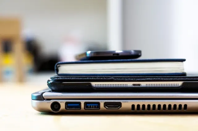 USB and HDMI ports on the side of a laptop